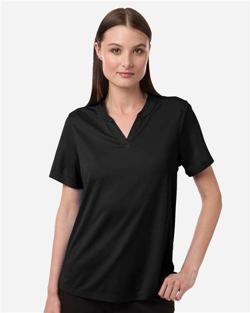 CORE365 Women's Nova Performance Pique Polo — Black — On model · front