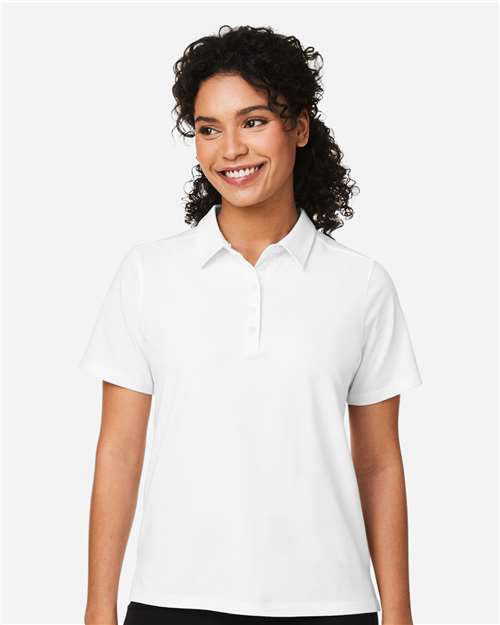 Devon & Jones Women's Raleigh Stretch Polo — White — On model · front