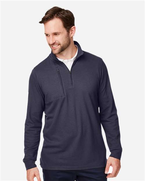 Devon & Jones Men's New Classics® Performance Quarter-Zip Pullover — Navy — On model · front