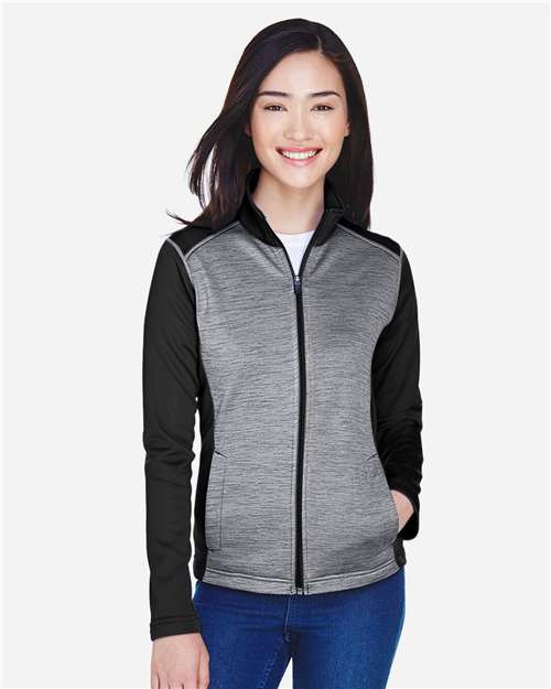 Devon & Jones Women's Newbury Colorblock Mélange Fleece Full-Zip Jacket
