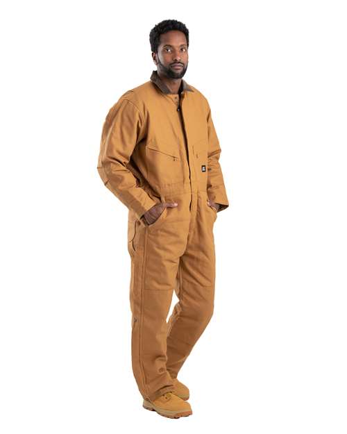 Berne Apparel Men's Heritage Duck Insulated Coverall — Brown — On model · front