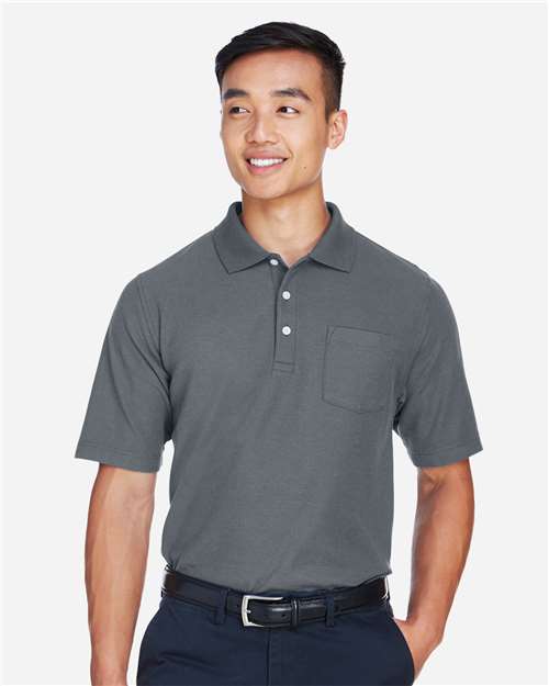 Devon & Jones Men's DRYTEC20™ Performance Pocket Polo — Graphite — On model · front