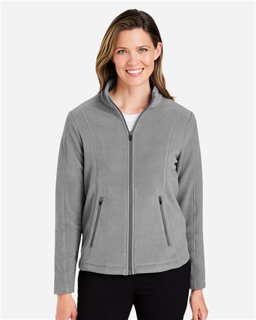 Devon & Jones Women's CrownLux Performance® Fleece Full-Zip Jacket — Graphite — On model · front