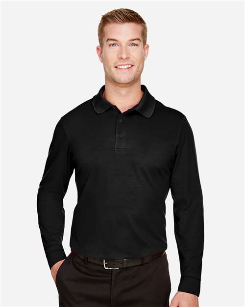 Devon & Jones Men's Tall CrownLux Performance® Plaited Long Sleeve Polo