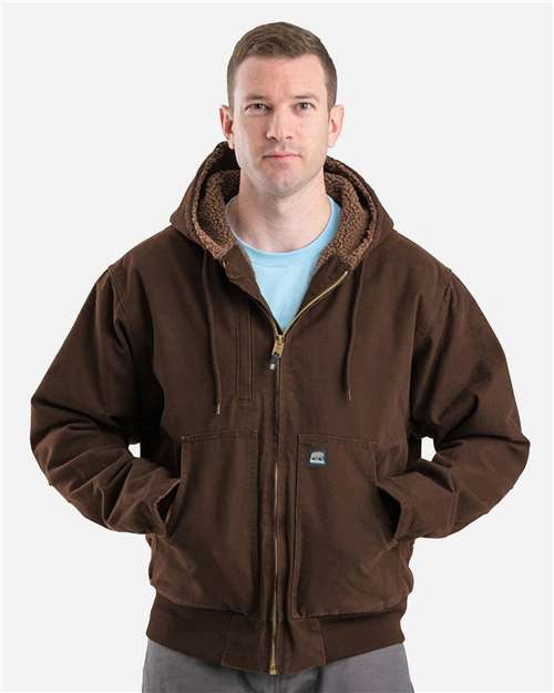 Berne Apparel Men's Highland Flex180® Washed Duck Hooded Work Jacket