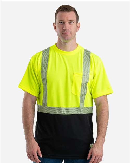 Berne Apparel Men's Hi-Vis Class 2 Color Blocked Pocket T-Shirt