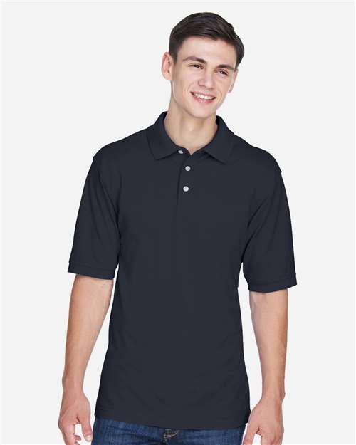Harriton Men's Easy Blend™ Polo — Navy — On model · front