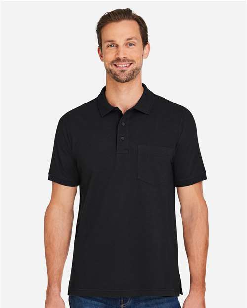 Harriton Men's Valiant Cotton Snag Protect Pocket Polo
