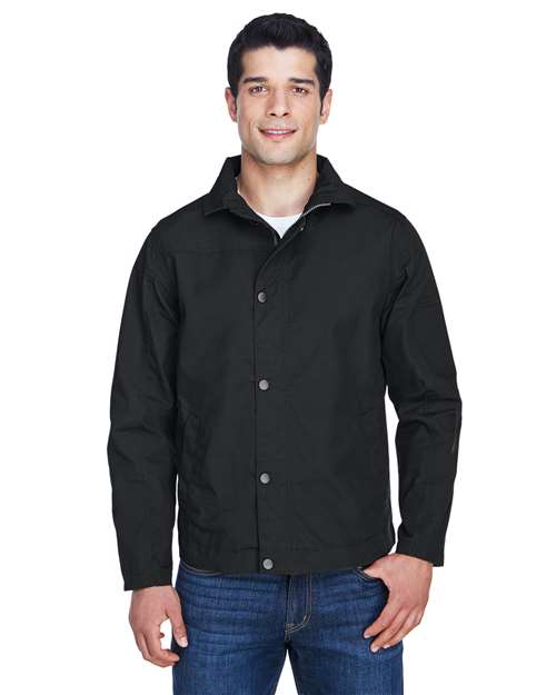 Harriton Men's Auxiliary Canvas Work Jacket — Black — On model · front