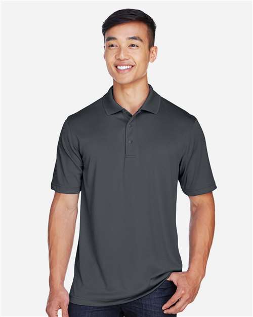 Harriton Men's Advantage Snag Protection Plus IL Snap Placket Polo — Dark Charcoal — On model · front