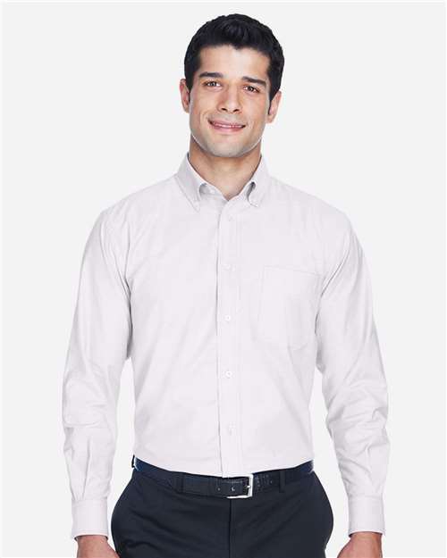 Harriton Men's Oxford Shirt — White — On model · front