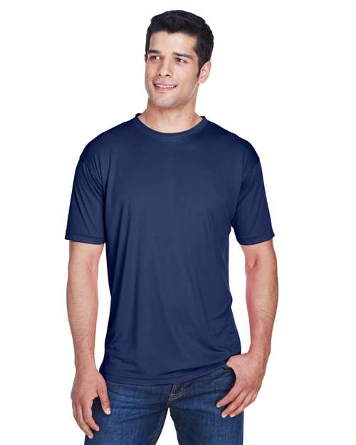 UltraClub Men's Cool & Dry Sport Performance Interlock T-Shirt — Navy — On model · front