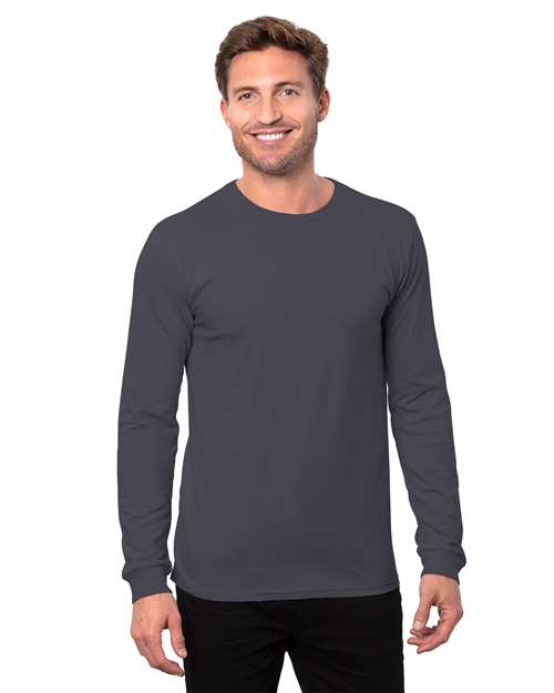 Threadfast Apparel Unisex Epic Long Sleeve T-Shirt — Graphite — On model · front