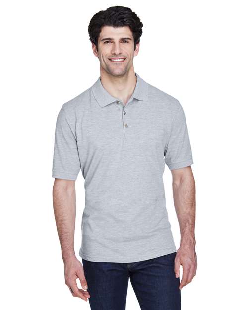 UltraClub Men's Classic Piqué Polo — Heather Grey — On model · front