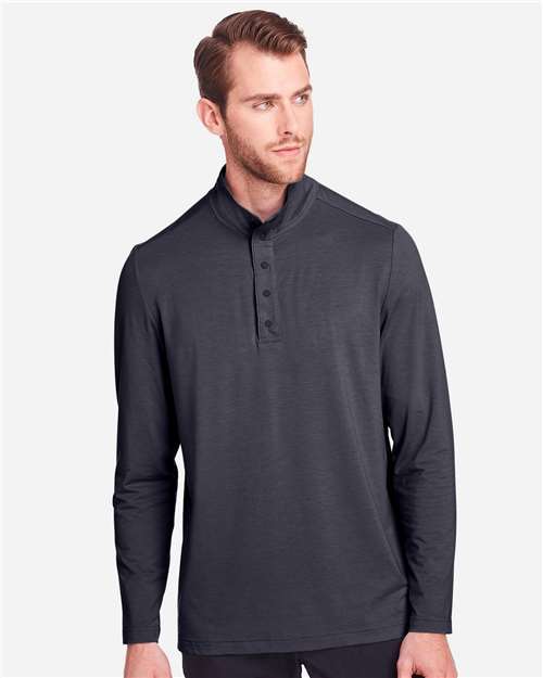 North End Men's JAQ Stretch Performance Snap-Neck Pullover — Carbon — On model · front