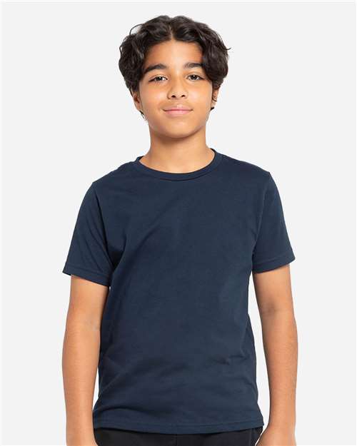 Threadfast Apparel Youth Epic Cotton T-Shirt — Navy — On model · front