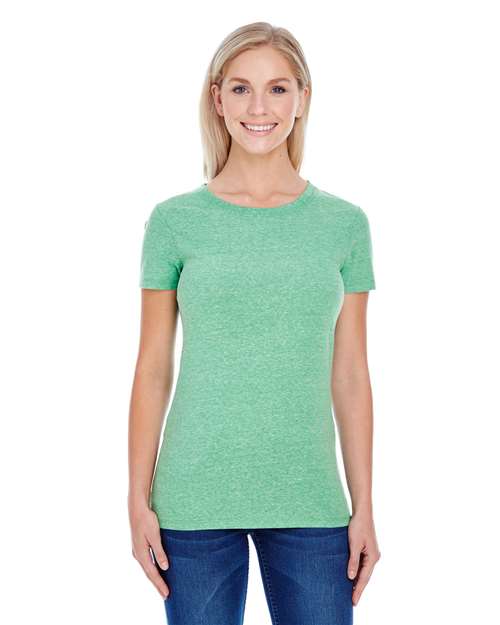Threadfast Apparel Women's Tri-Blend T-Shirt — Green Triblend — On model · front