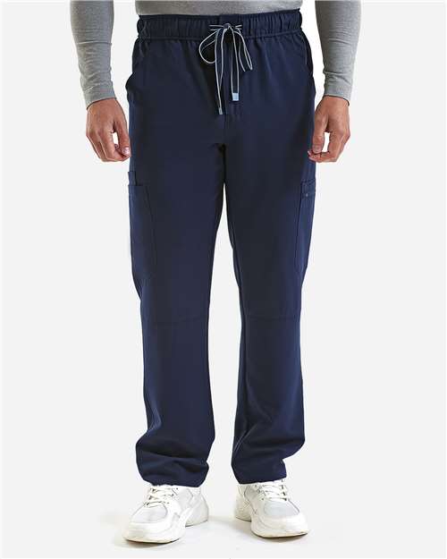 Onna Men's Relentless Stretch Cargo Scrub Pants — Navy — On model · front