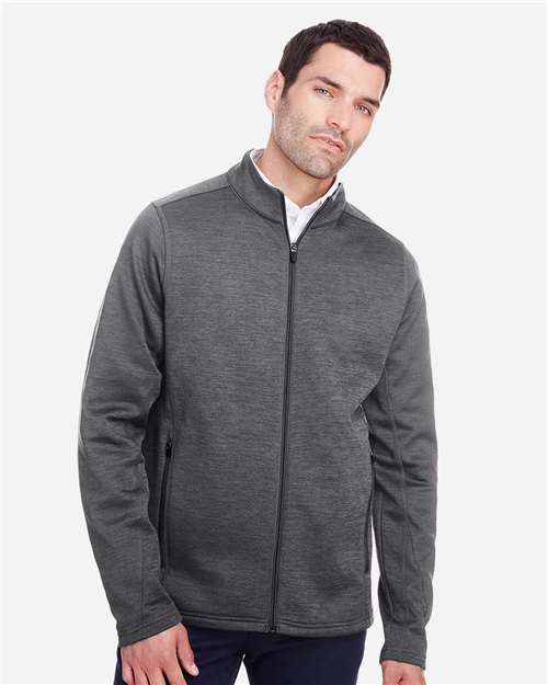 North End Men's Flux 2.0 Full-Zip Jacket — Carbon Heather/ Black — On model · front