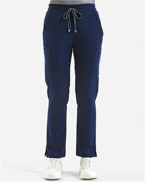 Onna Women's Relentless Stretch Cargo Scrub Pants — Navy — On model · front