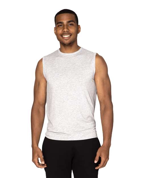 Threadfast Apparel Unisex Impact Tank Top — Heather Grey — On model · front