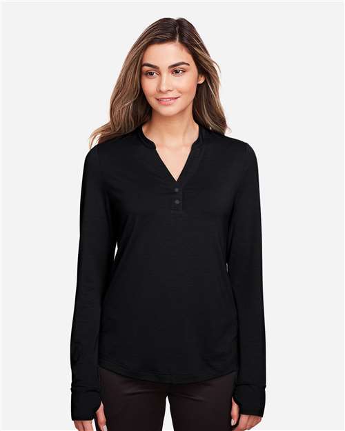 North End Women's JAQ Stretch Performance V-Neck Snap Pullover