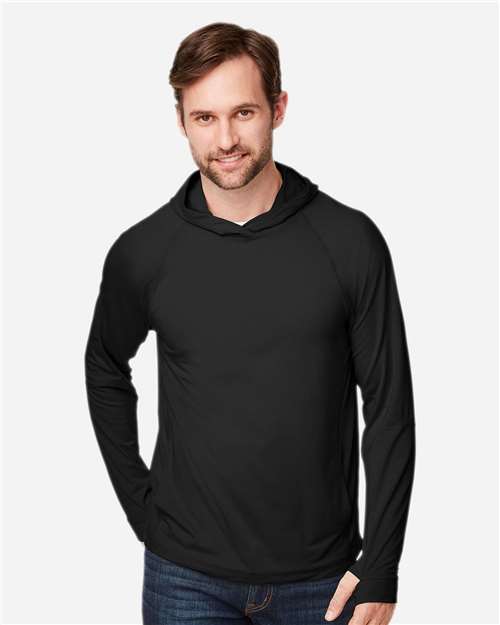 North End Unisex JAQ Stretch Performance Hooded Long Sleeve T-Shirt