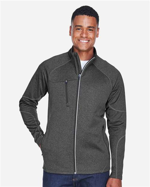 North End Men's Gravity Performance Fleece Jacket — Carbon Heather — On model · front