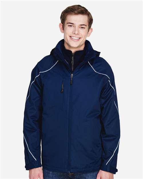 North End Men's Angle 3-In-1 Jacket with Bonded Fleece Liner — Night — On model · front