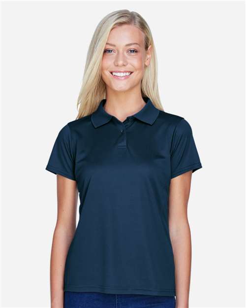 Harriton Women's Polyester Jersey Polo — Navy — On model · front
