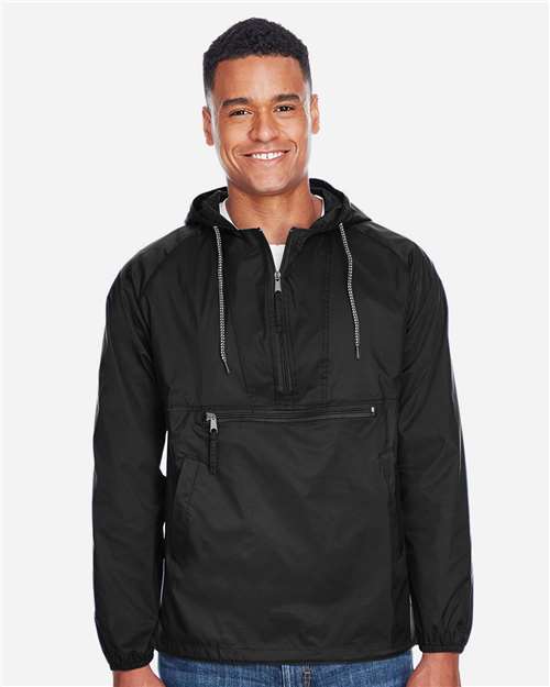 Harriton Unisex Packable Hooded Nylon Jacket