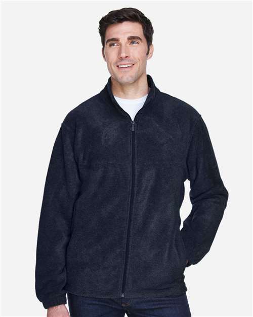 Harriton Men's Tall Full-Zip Fleece — Navy — On model · front