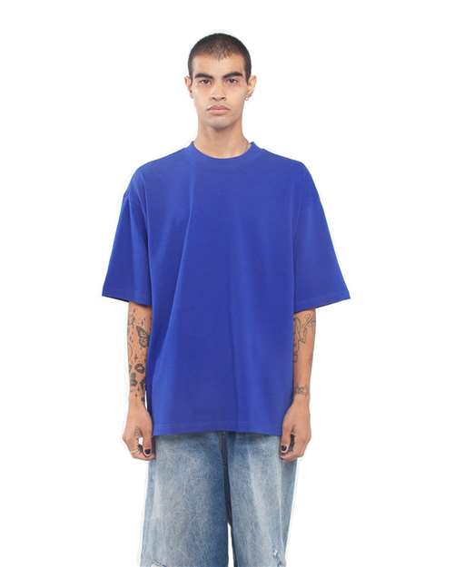 Shaka Wear Unisex Garment-Dyed Designer T-Shirt — Royal — On model · front