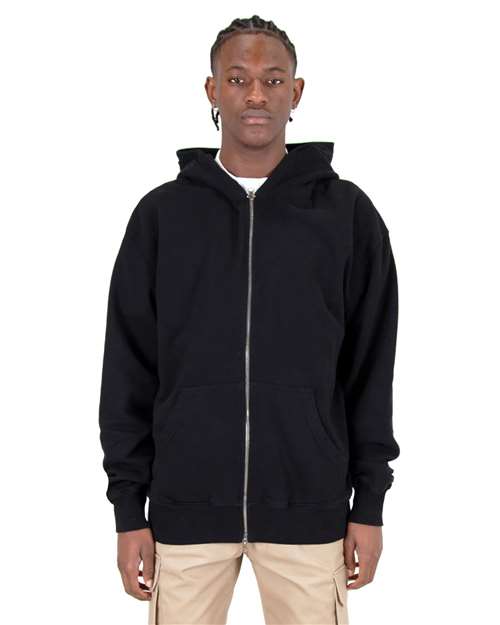 Unisex Max Heavy Fleece Garment-Dyed Double-Zip Hooded Sweatshirt