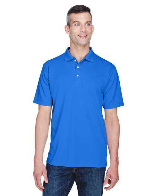 UltraClub Men's Cool & Dry Stain-Release Performance Polo — Royal — On model · front