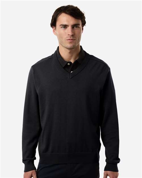 Devon & Jones Men's New Classics V-Neck Sweater — Black — On model · front