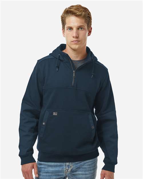 DRI DUCK Men's Mission Quarter-Zip Hooded Pullover — Deep Blue — On model · front