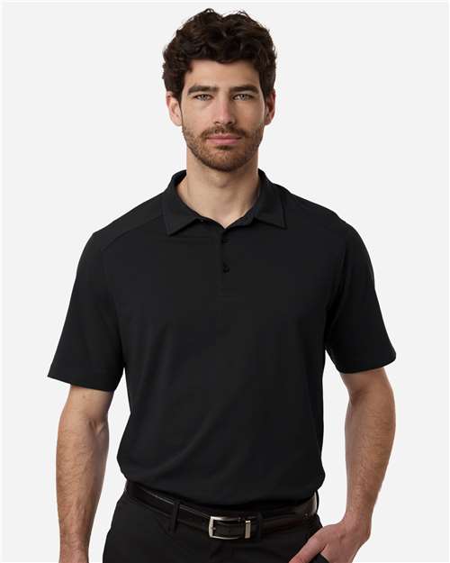 Devon & Jones Men's Seaton Pebble Textured Polo — Black — On model · front
