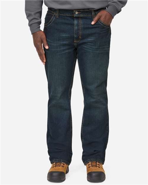 Bulwark Men's Odd Sizes Bootcut Jeans — Sanded Denim - 32I — On model · front