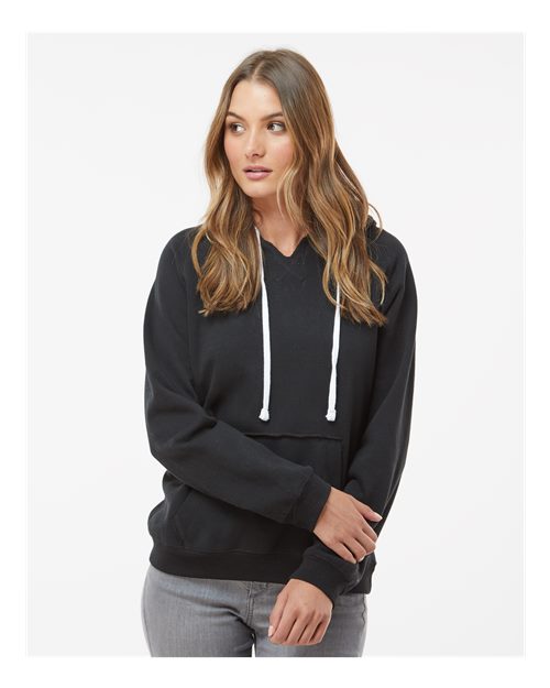 J. America Women's Sueded V-Neck Hooded Sweatshirt