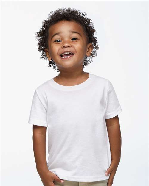 Rabbit Skins Infant Fine Jersey Tee — White — On model · front