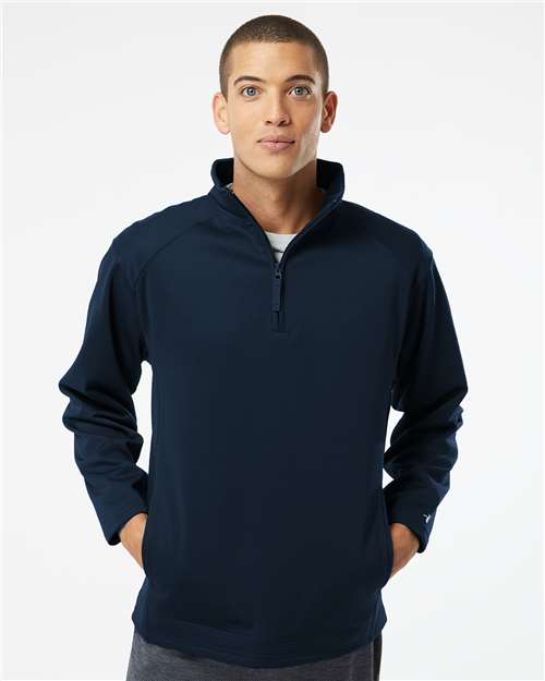 Badger Men's Performance Quarter-Zip Pullover — Navy — On model · front