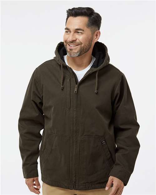 DRI DUCK Men's Tall Laredo Boulder Cloth™ Canvas Jacket with Thermal Lining — Tobacco — On model · front