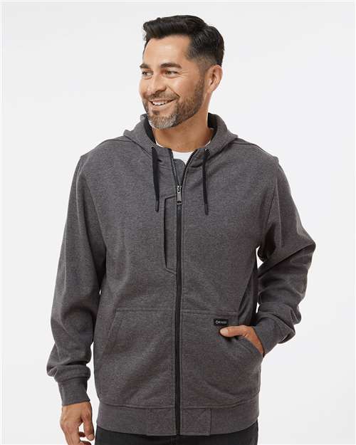 DRI DUCK Men's Bateman Bonded Power Fleece 2.0 Full-Zip Jacket — Dark Oxford — On model · front