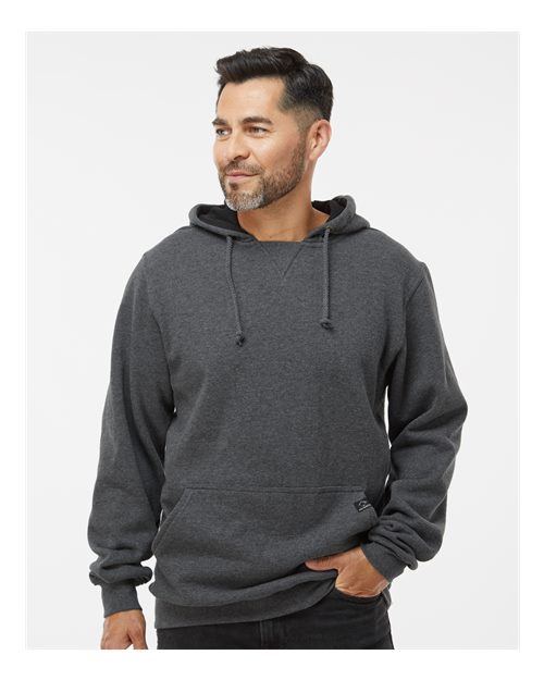 DRI DUCK Men's Woodland Fleece Hooded Pullover — Dark Oxford — On model · front