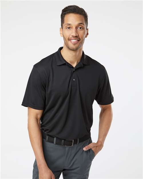 Paragon Men's Saratoga Performance Mini Mesh Polo — Black — On model · front