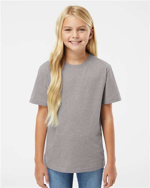 Kastlfel Youth RecycledSoft™ T-Shirt — Steel Grey — On model · front