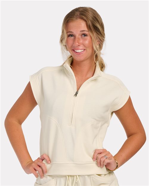 Boxercraft Women's French Terry Half-Zip Short Sleeve Sweatshirt